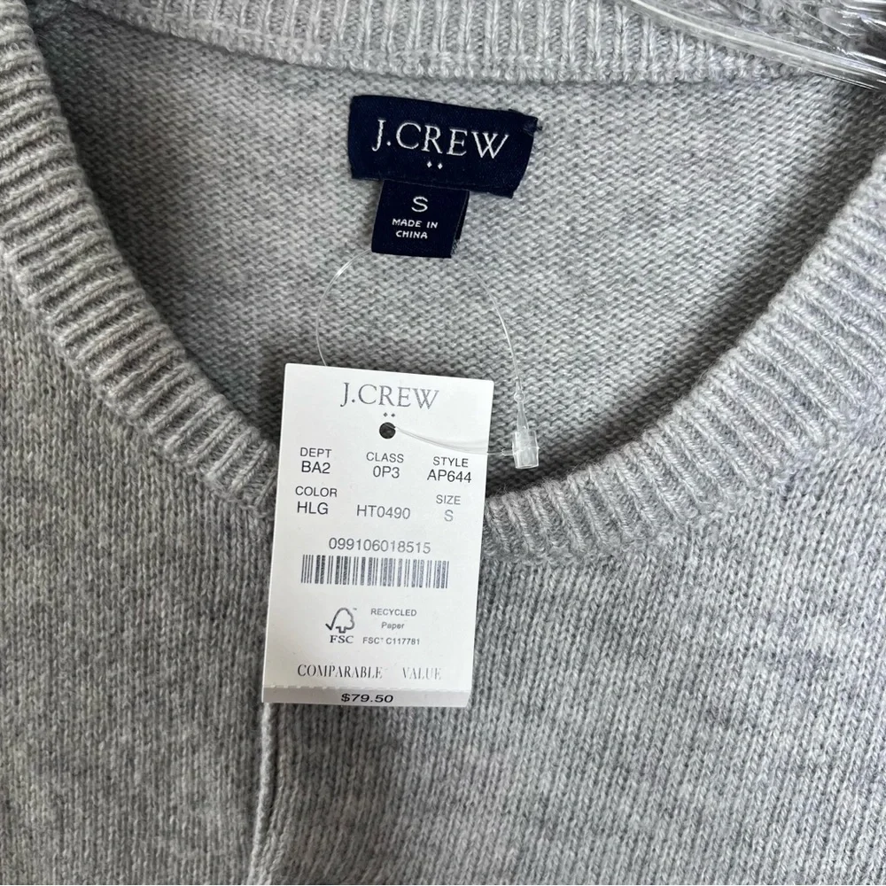 J. Crew Sweater Men Small Sweatshirt Wool Gray Pullover Preppy Crewneck Button E